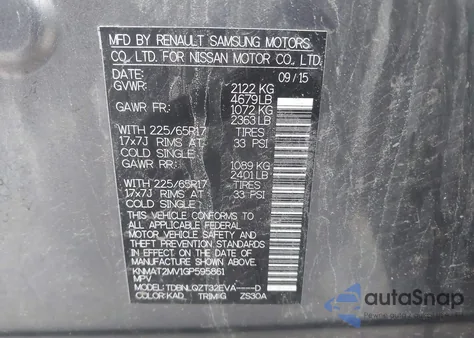 2016 Nissan Rogue Sv from USA, damaged, VIN KNMAT2MV1GP595861